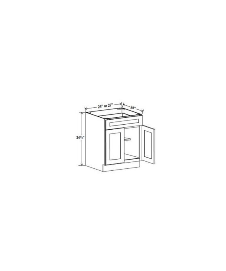 Evercraft Cabinetry Shaker Gray Base 27W - 1 Drawer 2 Door 1 Shelf