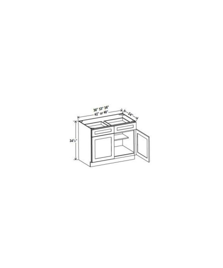 Evercraft Cabinetry Shaker Gray Base 36W - 2 Drawer 2 Door 1 Shelf