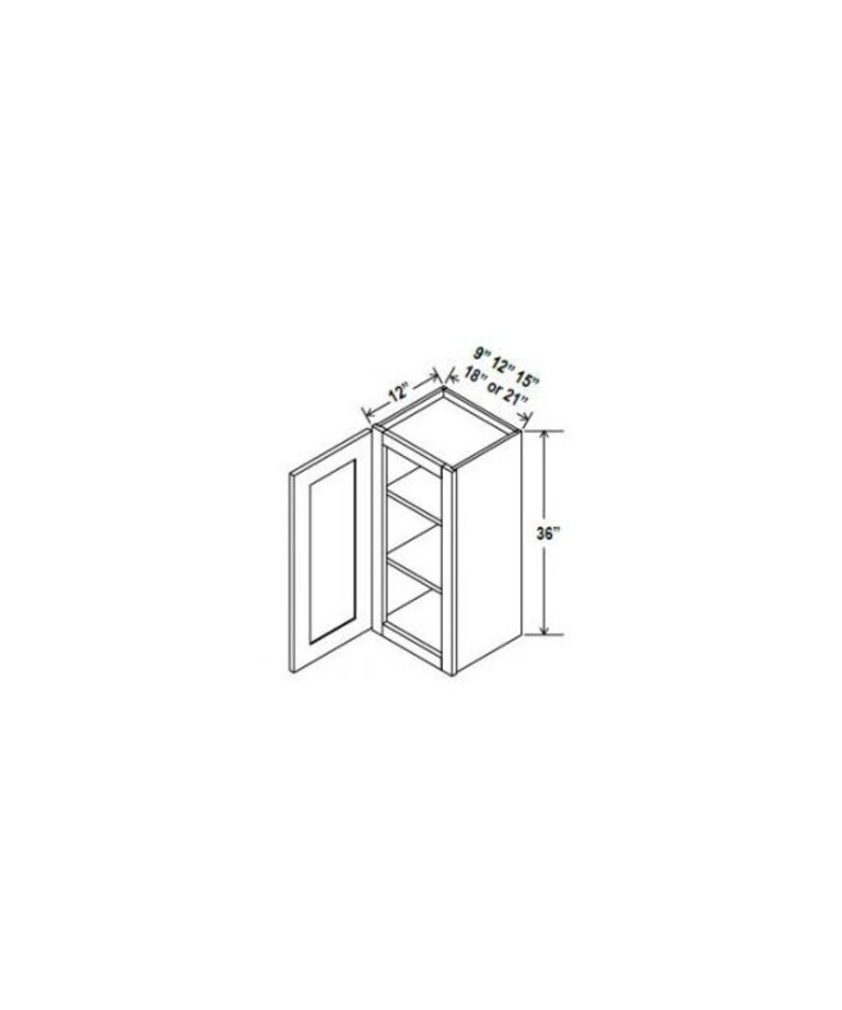 Evercraft Cabinetry Charleston White Wall 12W x 36H - 1 Door 2 Shelveslf