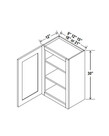 Evercraft Cabinetry Shaker Gray Wall 9W x 30H - 1 Door 2 Shelves