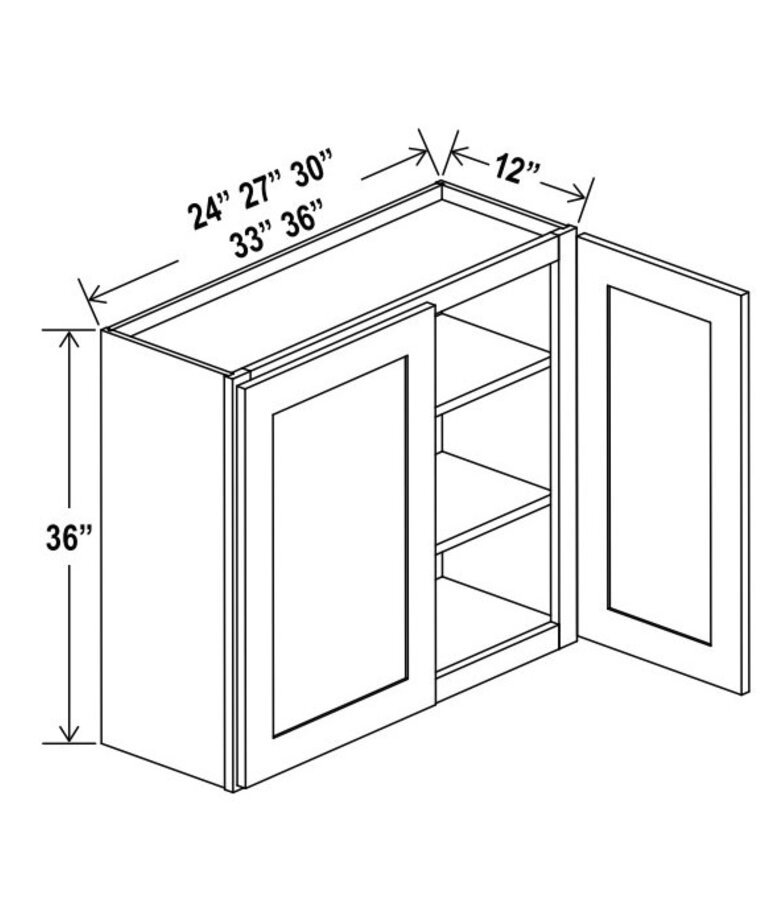 Evercraft Cabinetry Charleston White Wall 36W x 36H - 2 Door 2 Shelves