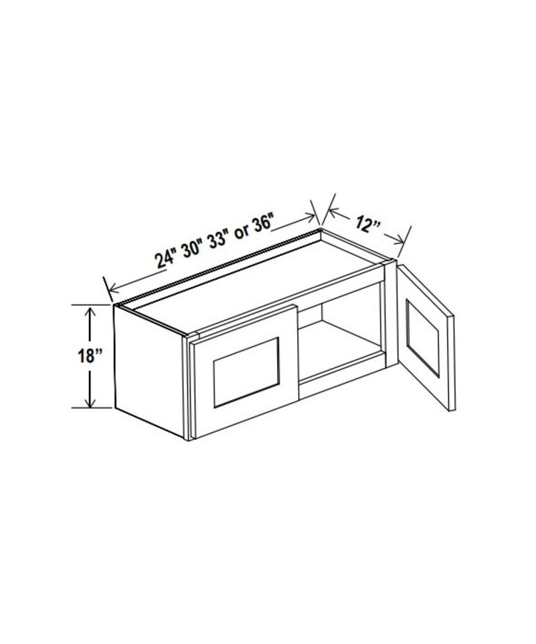 Evercraft Cabinetry Shaker Gray Wall 36W x 18H - 2 Door
