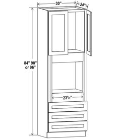 Evercraft Cabinetry Charleston White - Single Oven Cabinet - 30"W X 84"H X 24"D - 2D, 3Drw