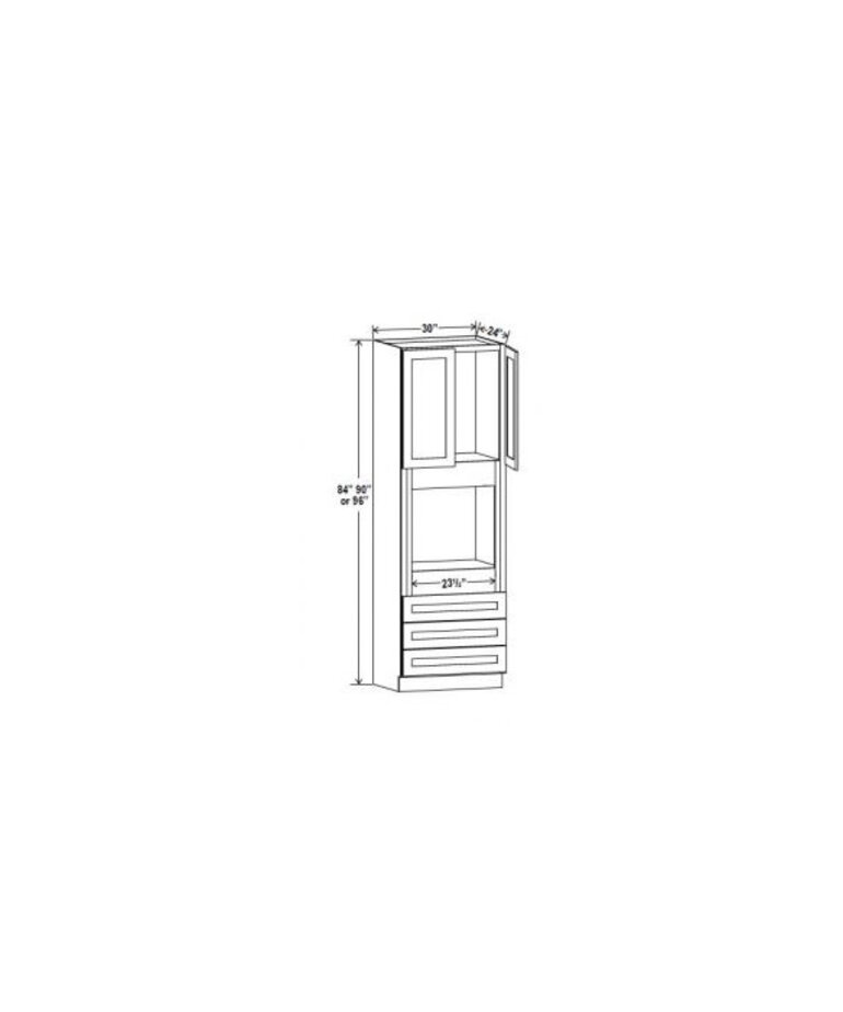 Evercraft Cabinetry Charleston White Oven Cabinet 30W x 84H - Double Oven