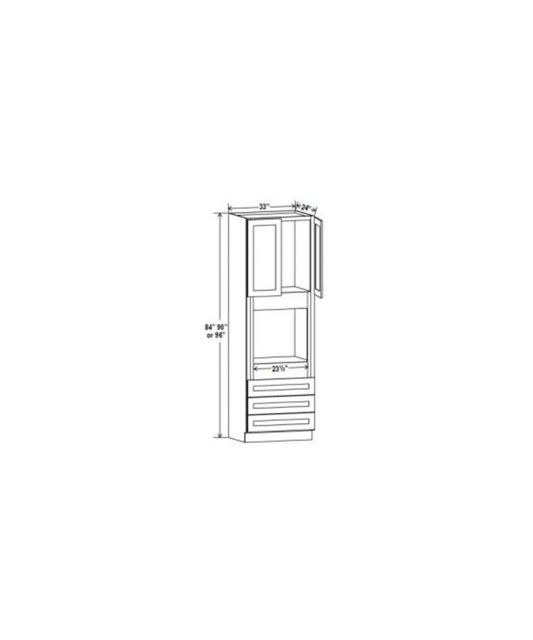 Evercraft Cabinetry Charleston White - Single Oven Cabinet - 33"W X 84"H X 24"D - 2D, 3Drw