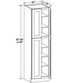Evercraft Cabinetry Charleston White Wall Pantry 24W x 84H x 24D
