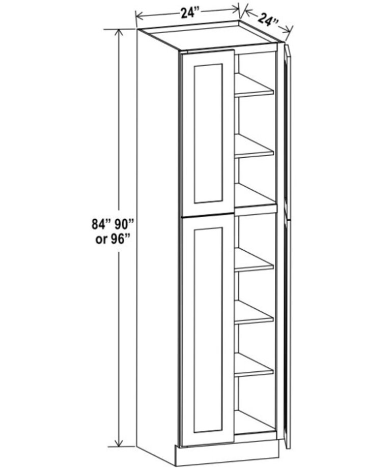 Evercraft Cabinetry Charleston White Wall Pantry 24W x 84H x 24D