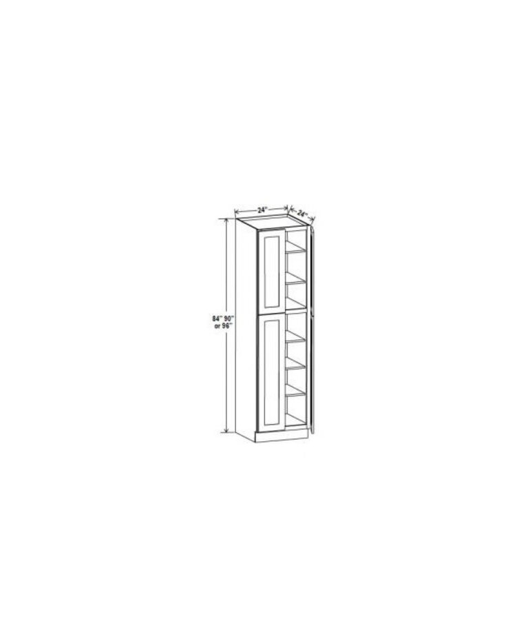 Evercraft Cabinetry Charleston White Wall Pantry 24W x 84H x 24D