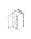 Evercraft Cabinetry Shaker Gray Wall 18W x 36H - 1 Door 2 Shelves