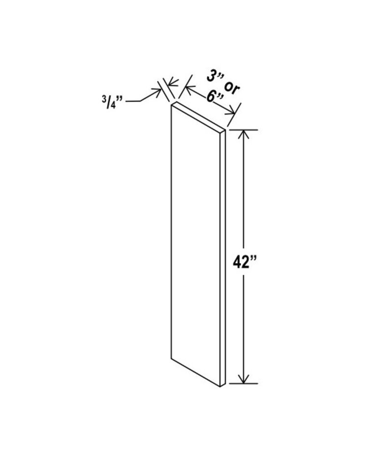Evercraft Cabinetry Shaker Gray - Wall Filler - 3"W x 42"H x 3/4"D