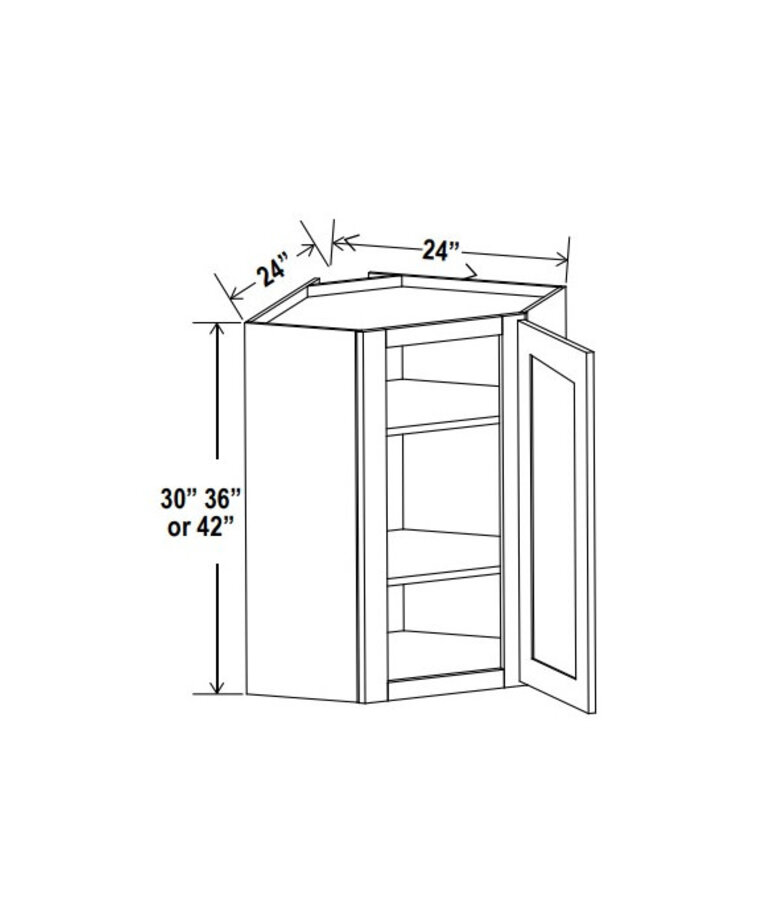 Evercraft Cabinetry Shaker Gray Wall Diagonal 24W x 36H x 12D