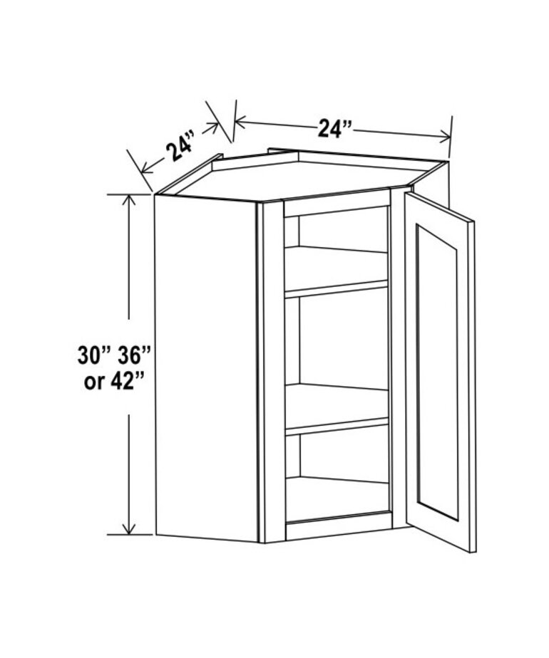 Evercraft Cabinetry Shaker Gray Wall Diagonal 24W x 36H x 12D