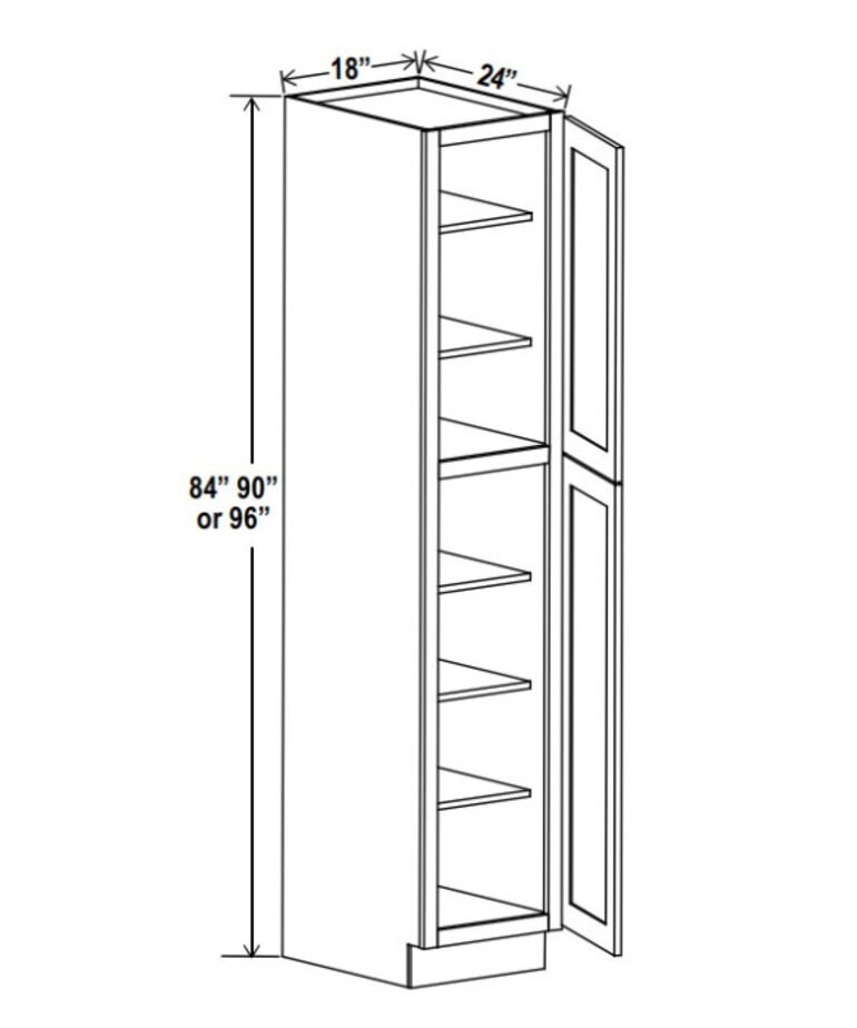 Evercraft Cabinetry Shaker Gray Wall Pantry 18W x 90H x 24D