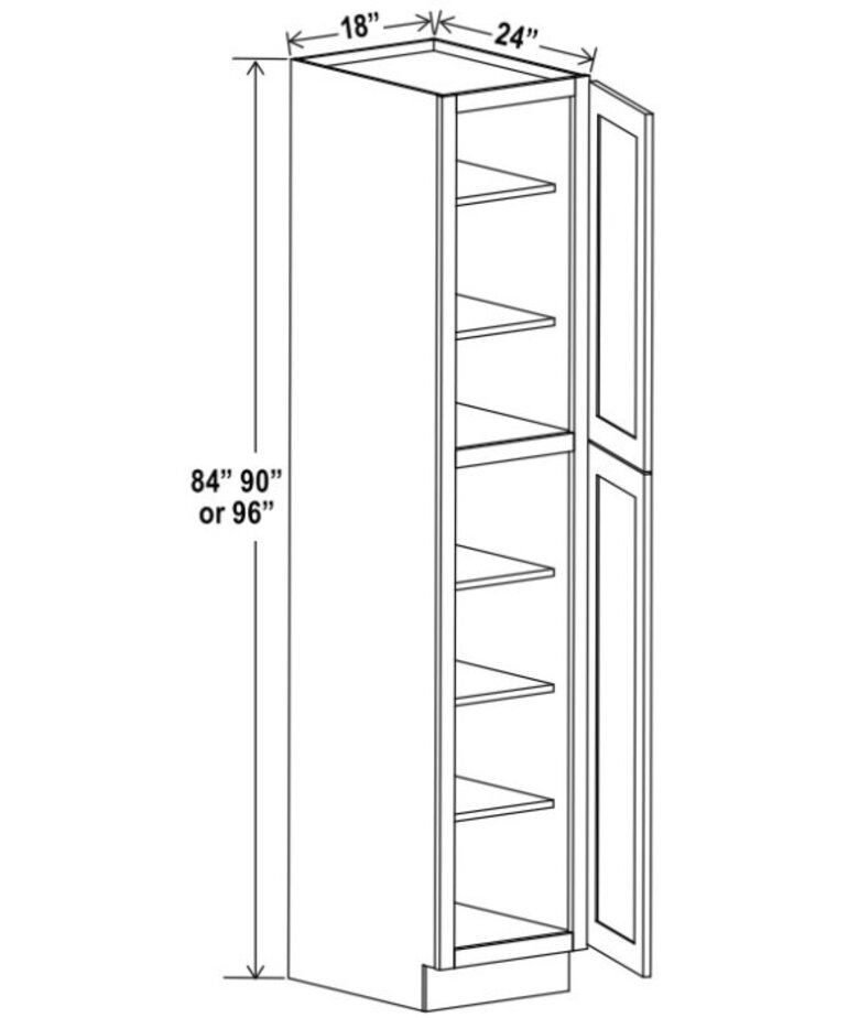 Evercraft Cabinetry Shaker Gray Wall Pantry 18W x 90H x 24D
