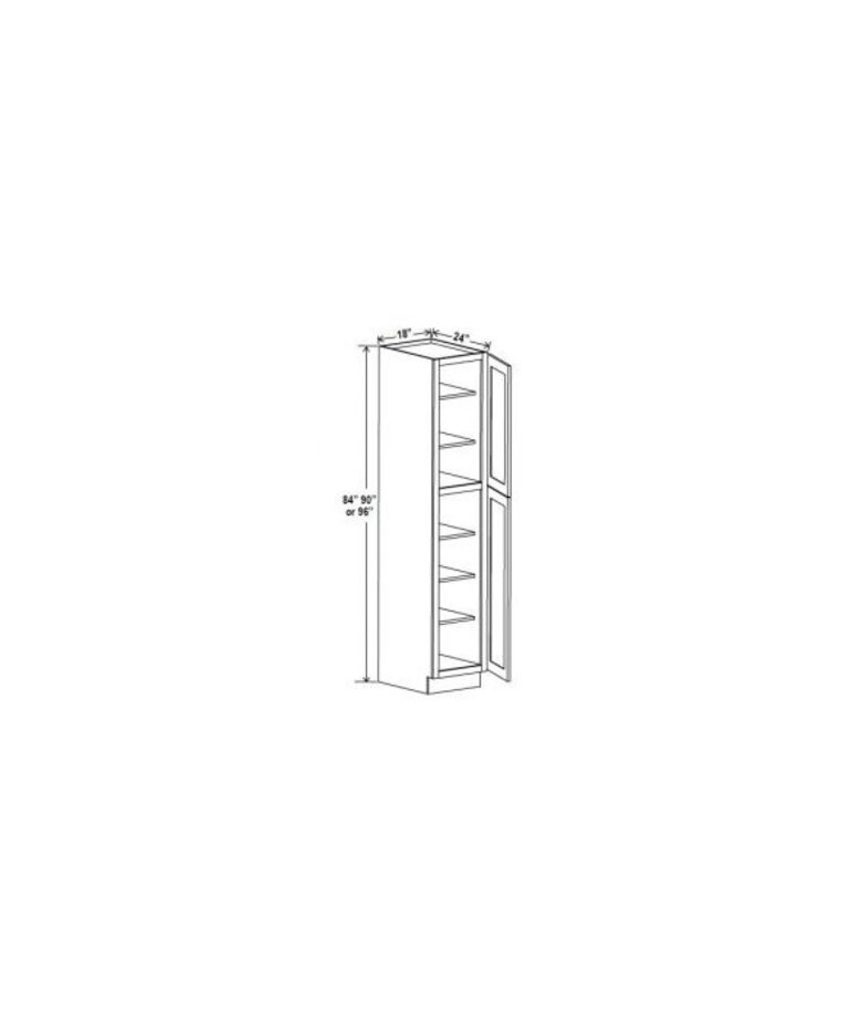 Evercraft Cabinetry Shaker Gray Wall Pantry 18W x 90H x 24D