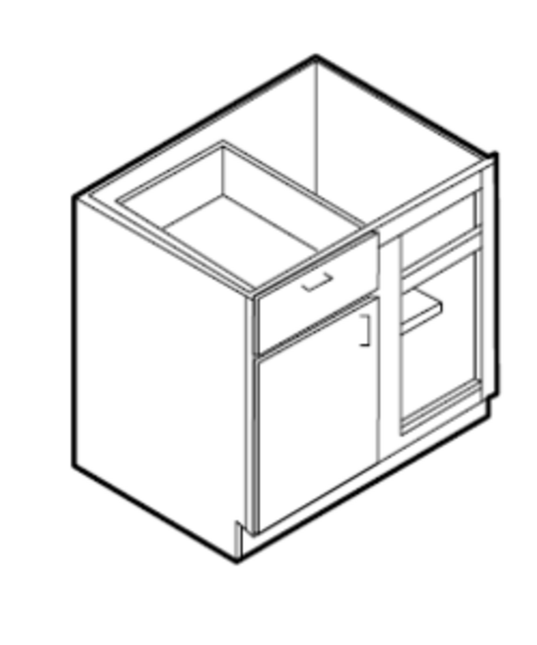 Evercraft Cabinetry 33"W X 34.5"H X 24"D Base Blind Corner One Door One Drawer
