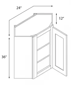 Evercraft Cabinetry Single Door Wall Diagonal Cabinet - 24"W x 36"H