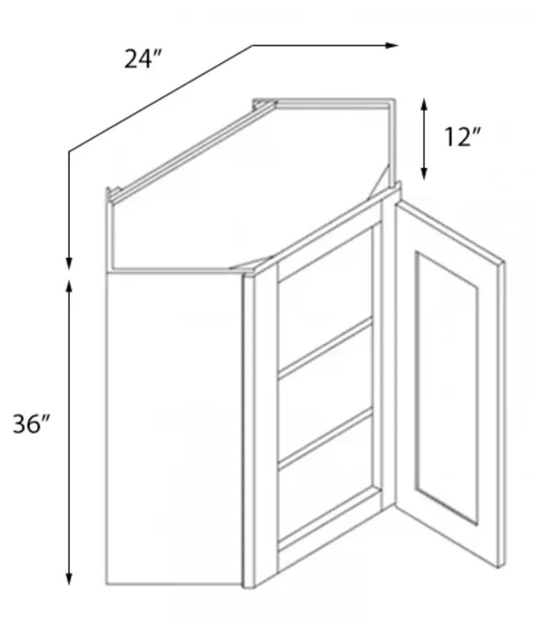 Evercraft Cabinetry Single Door Wall Diagonal Cabinet - 24"W x 36"H