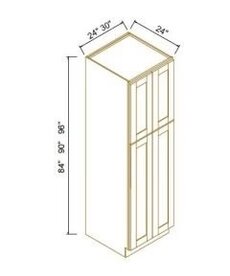 Evercraft Cabinetry WALL PANTRY 24"W*84'H'*24"D (TWO UPPER DOORS 30"H, TWO BOTTOM DOORS 49-1/2"H)