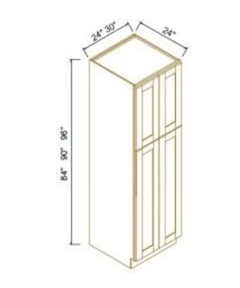 Evercraft Cabinetry WALL PANTRY 24"W*84'H'*24"D (TWO UPPER DOORS 30"H, TWO BOTTOM DOORS 49-1/2"H)