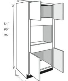 Evercraft Cabinetry Kitchen Oven Cabinet, 30"w x 84"h x 24"d