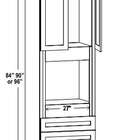 Evercraft Cabinetry Single Oven Cabinet - 33"W X 84"H X 24"D - 2D, 3Drw