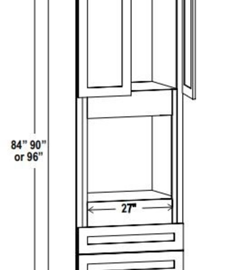 Evercraft Cabinetry Single Oven Cabinet - 33"W X 84"H X 24"D - 2D, 3Drw