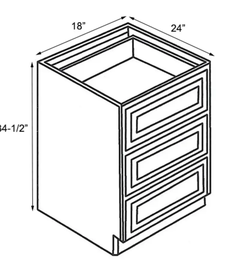 Evercraft Cabinetry Base Drawer Cabinet - 18"W x 34-1/2"H DB18-3