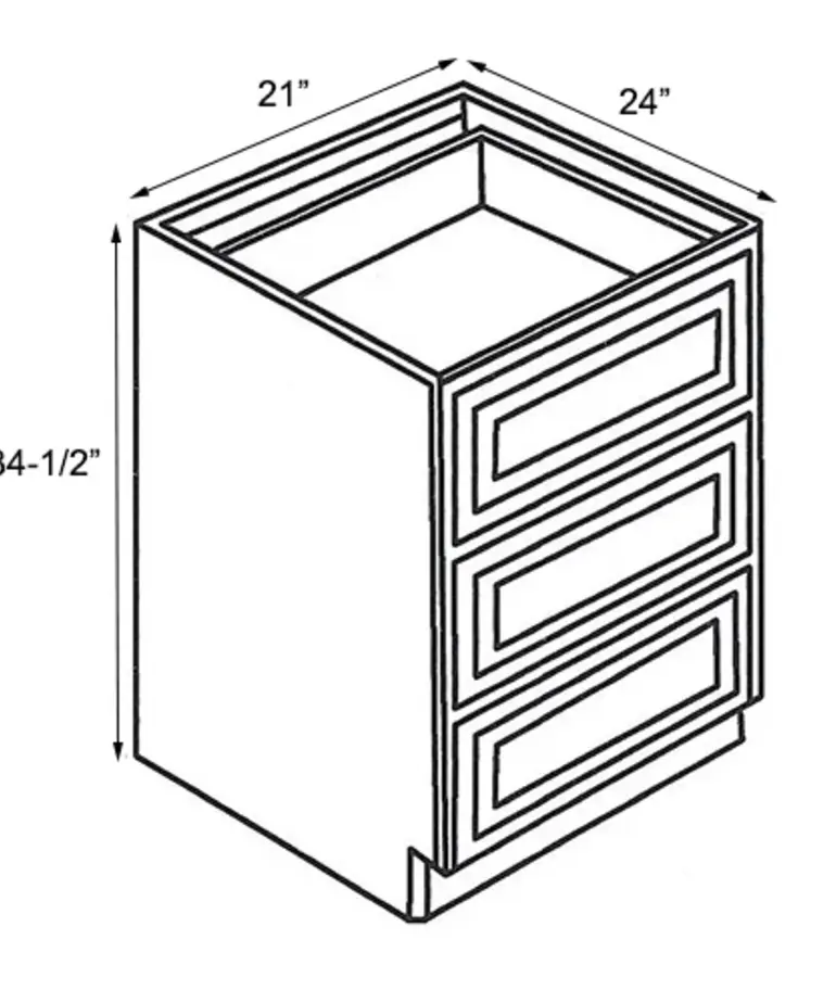 Evercraft Cabinetry Base Drawer Cabinet - 21"W x 34-1/2"H DB21-3