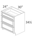 Evercraft Cabinetry Drawer Base - 30"W x 24"D x 34-1/2"H DB30-3