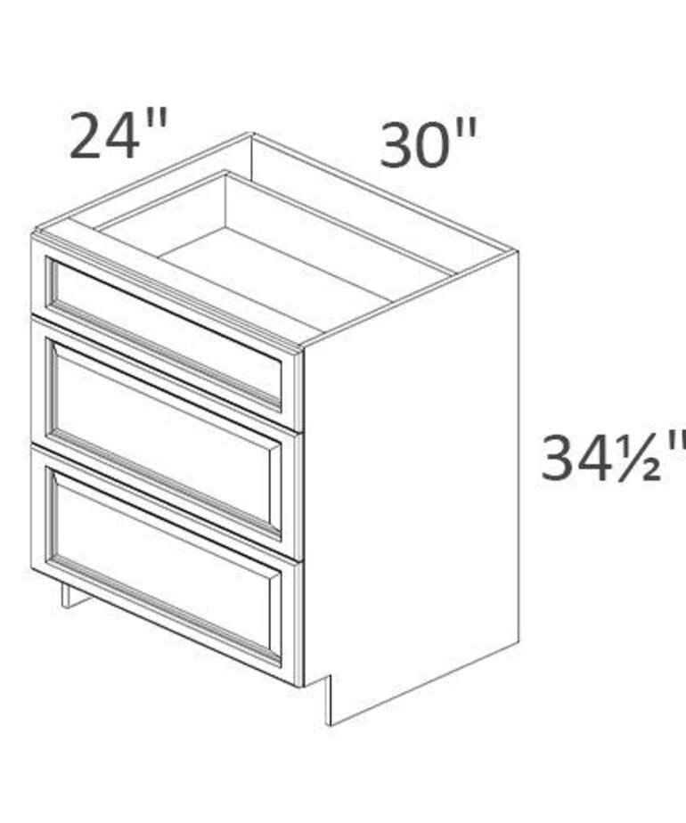 Evercraft Cabinetry Drawer Base - 30"W x 24"D x 34-1/2"H DB30-3