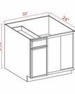 Evercraft Cabinetry Shaker Gray - Blind Base Corner Cabinet - 33"W X 34-1/2"H X 24"D -1D, 1Drw, 1S<br />
*Install Range 36" Min., 39" Max; Specify Left-Hinge Or Right Hinge Assem-