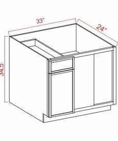 Evercraft Cabinetry Shaker Gray - Blind Base Corner Cabinet - 33"W X 34-1/2"H X 24"D -1D, 1Drw, 1S<br />
*Install Range 36" Min., 39" Max; Specify Left-Hinge Or Right Hinge Assem-