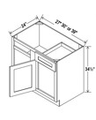 Evercraft Cabinetry Charleston White - Blind Base Corner Cabinet - 33"W X 34-1/2"H X 24"D -1D, 1Drw, 1S<br />
*Install Range 36" Min., 39" Max; Specify Left-Hinge Or Right Hinge Assem-