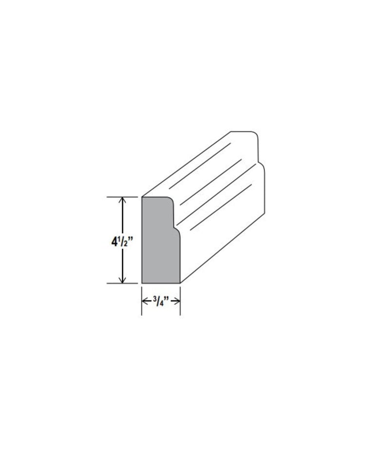 Evercraft Cabinetry Furniture Base Moulding - 3/4"D X 4-1/2"H X 96"W