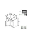 Evercraft Cabinetry Navy Blue Base Blind Corner 33W (39" Space)