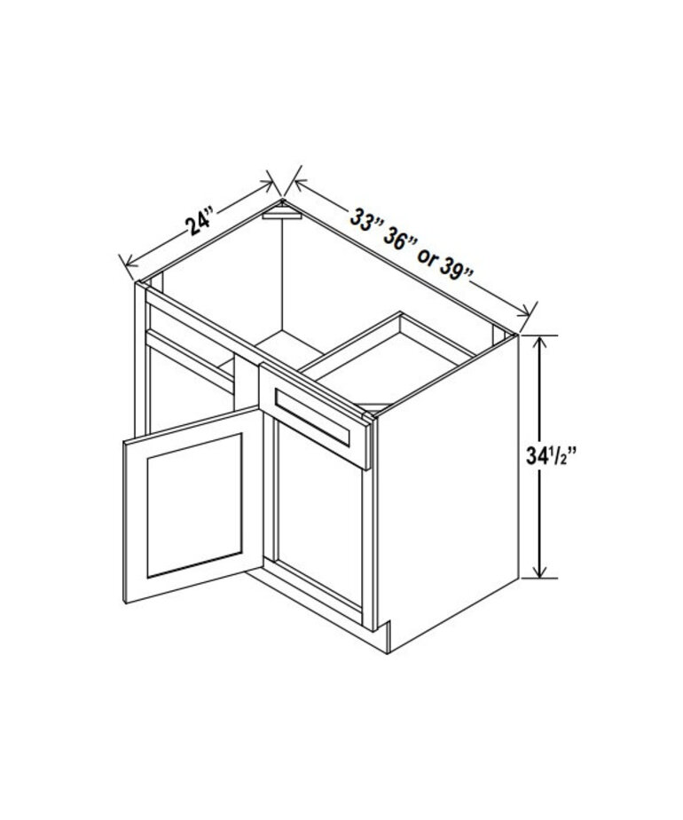 Evercraft Cabinetry Navy Blue Base Blind Corner 33W (39" Space)