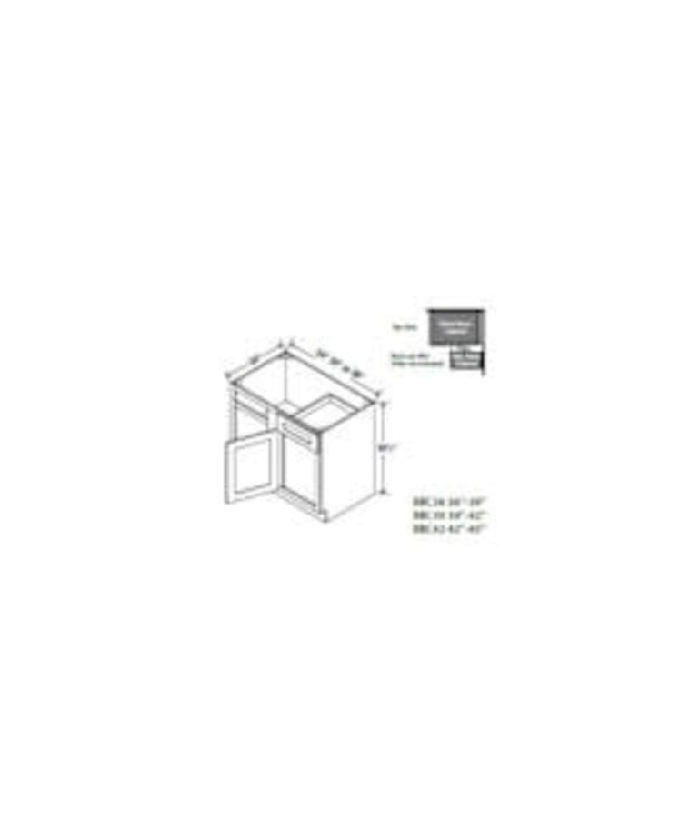 Evercraft Cabinetry Shaker White Base Blind Corner 33W (39" Space)