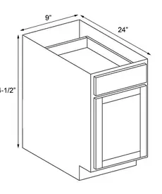 Evercraft Cabinetry Gray Shaker Base 9W - 1 Full Height Door 1 Shelf