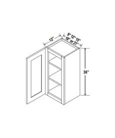 Evercraft Cabinetry Navy Blue Wall 12W x 36H - 1 Door 2 Shelves