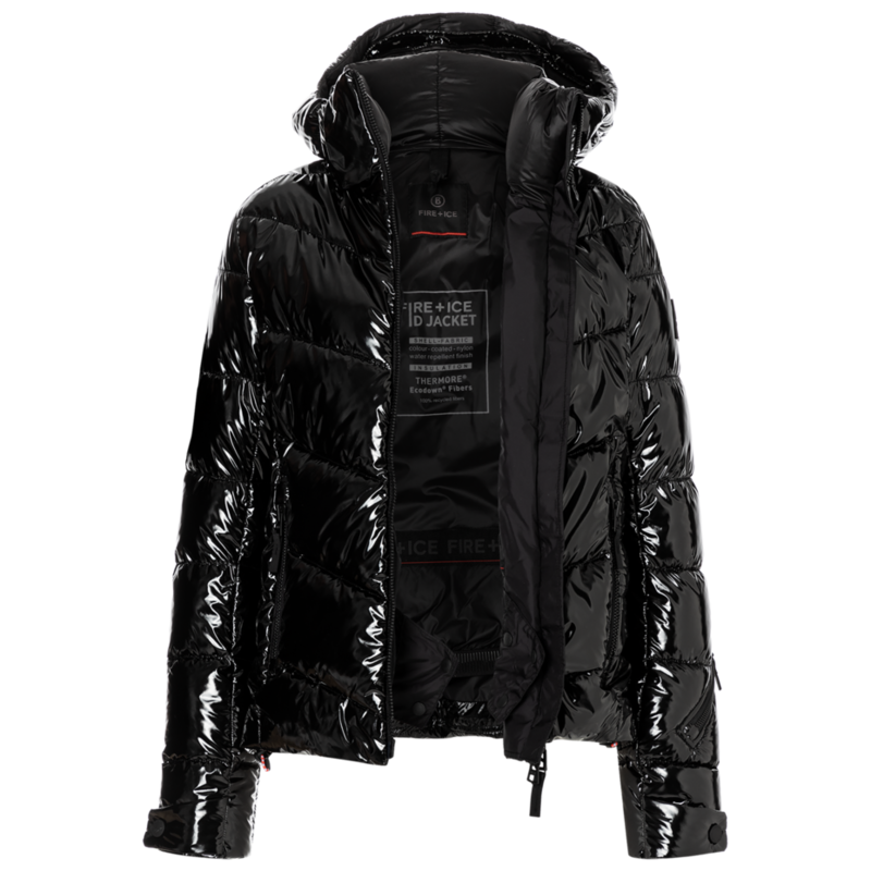 Shiny black store jacket womens