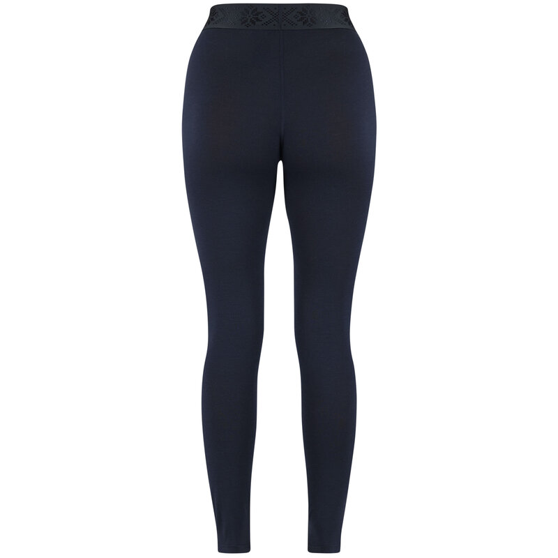 Merino Fairisle Base Layer Legging - Navy Blue, Women's Ski Clothes