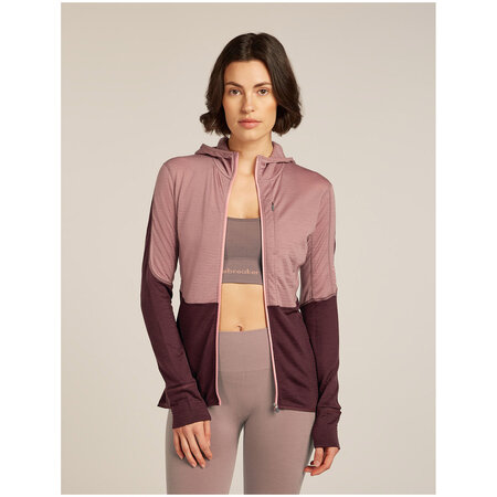 Icebreaker Haut Merino Blend 200 RealFleece™ Descender W   Avec Capuchon à Manches Longues  (25/26)