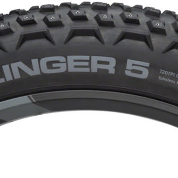 45NRTH 45NRTH Dillinger 5 Tire - 27.5 x 4.5, Tubeless, Folding, Black, 120 TPI, 252 Concave Carbide Aluminum Studs