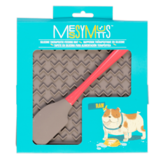 Messy Mutts Messy Mutts - Tapis D'Alimentation 8" x 8" et Spatule - Gris