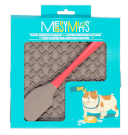 Messy Mutts Messy Mutts - Tapis D'Alimentation 8" x 8" et Spatule - Gris