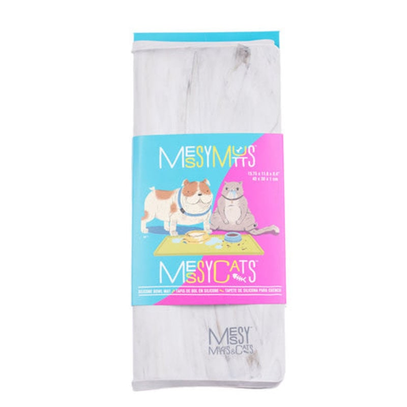 Messy Mutts Messy Mutts - Tapis Sous Plats En Silicone Gris Marbré (40 x 30 cm)