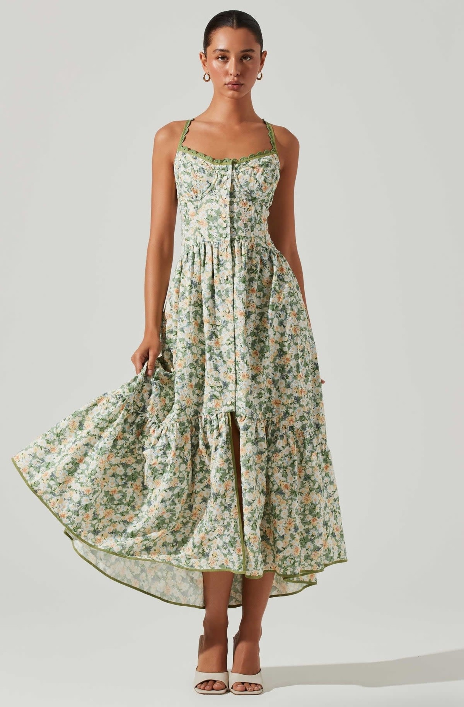 Yamila Floral Eyelet Midi Dress - Lily + James