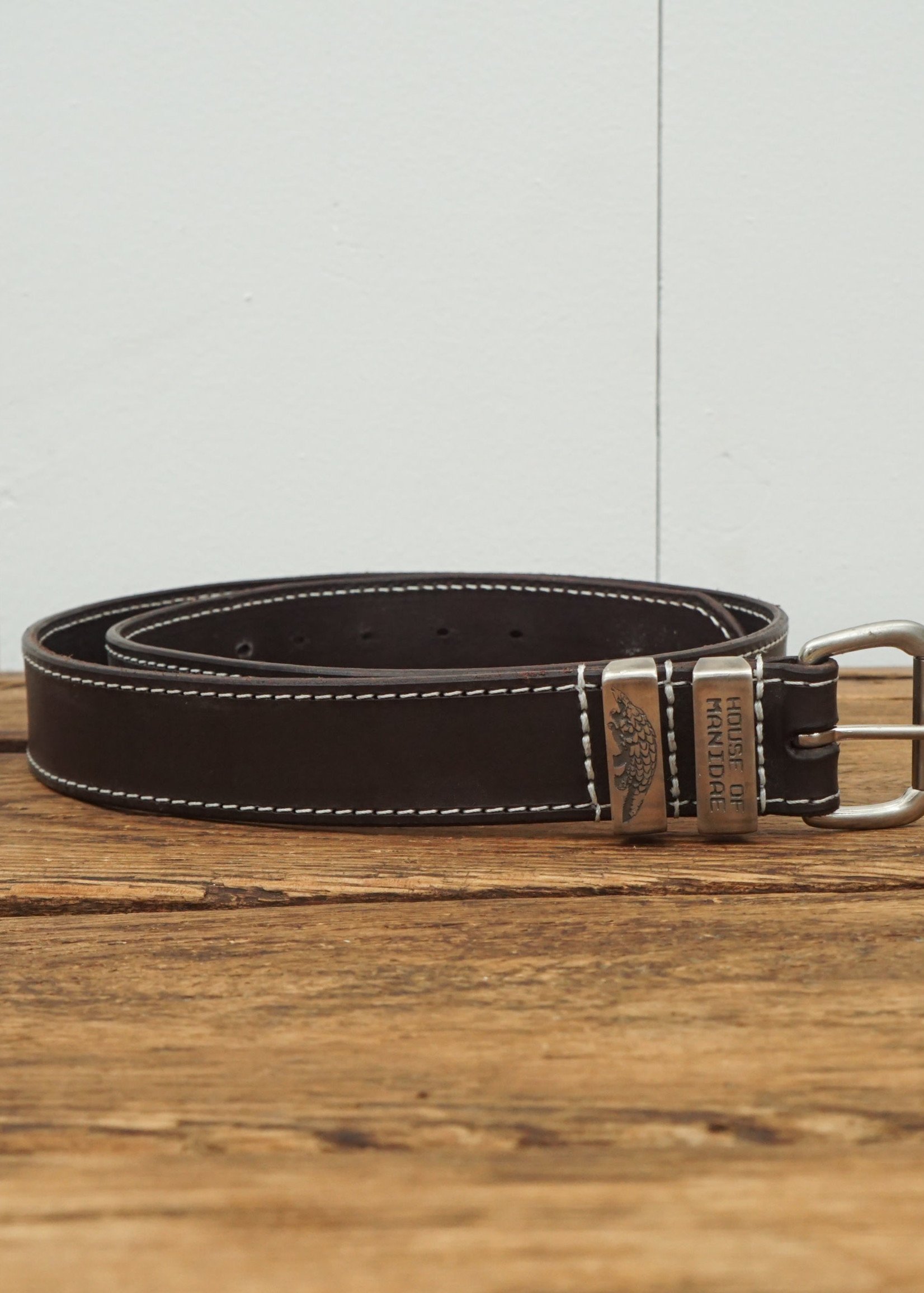 Sterling Silver Buckle Leather Belt