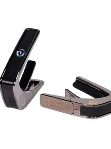 Thalia Guild Black Chrome Finish Capo - Ebony Inked w/V Block Fingerboard Marker - by Thalia
